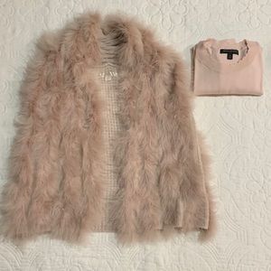 Boston Proper Vest with Marabou Feathers